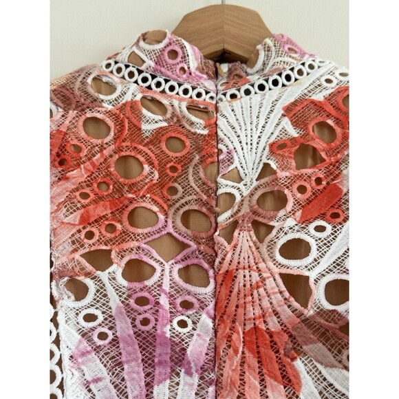 Dalia MacPhee lance Orange pink Hollow short sleeve  luxury Maxi midi Dress  L - Picture 11 of 15